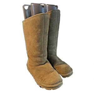 Bearpaw 1955W Phylly Mid Calf Boots in Hickory Suede Womens Size 7 Back Laces